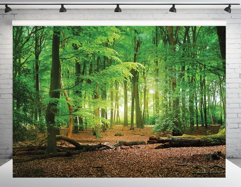 SJOLOON 9X6ft Spring Green Forest Thin Vinyl Photo Backdrops Camping Themed Baby Shower Photography Background Studio Props 10516 - Image 2